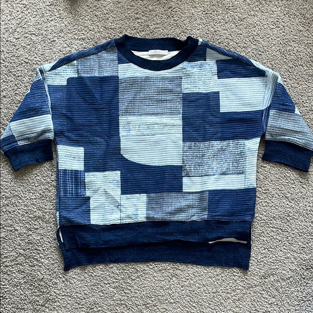 Zara Women’s Patchwork Blue Sweatshirt